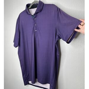 Greyson Purple & Red Square Polka Dot Design Golf Shirt L